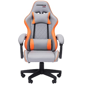 Игровое кресло CHAIRMAN CH28, экокожа, серый/оранжевый